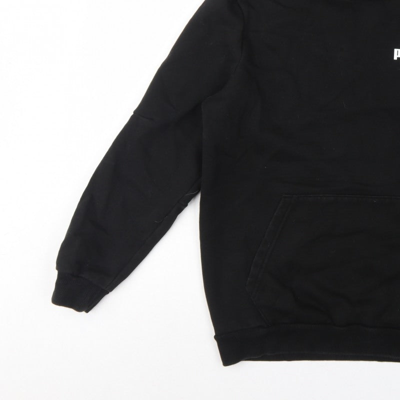 Puma Men’s Black M Pullover Hoodie Logo Tape Sleeve Pockets
