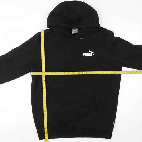 Puma Men’s Black M Pullover Hoodie Logo Tape Sleeve Pockets
