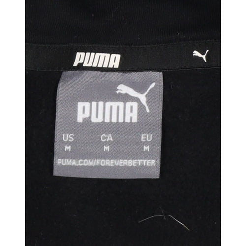 Puma Men’s Black M Pullover Hoodie Logo Tape Sleeve Pockets