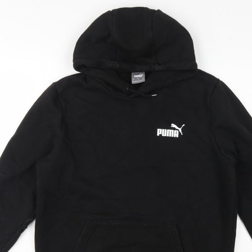 Puma Men’s Black M Pullover Hoodie Logo Tape Sleeve Pockets