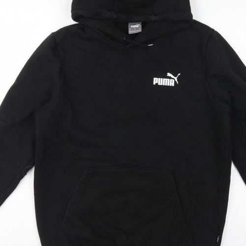 Puma Men’s Black M Pullover Hoodie Logo Tape Sleeve Pockets