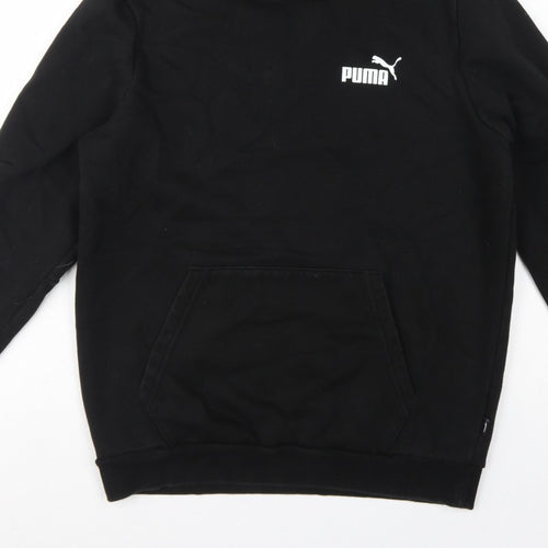 Puma Men’s Black M Pullover Hoodie Logo Tape Sleeve Pockets