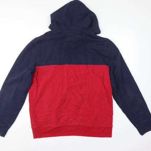 Hollister Men’s Navy Red L Pullover Hoodie Graphic Logo Pocket