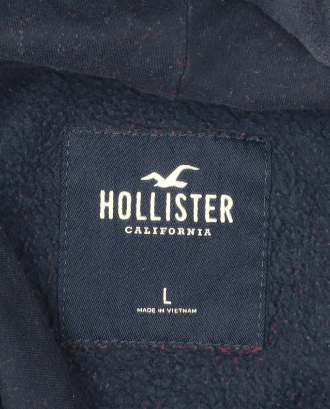 Hollister Men’s Navy Red L Pullover Hoodie Graphic Logo Pocket