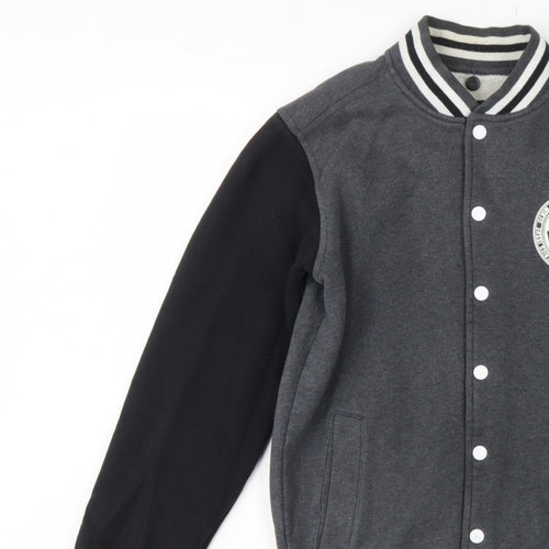 dB Denim 73 Men’s Grey Black XS Varsity Snap Sweatshirt Jacket
