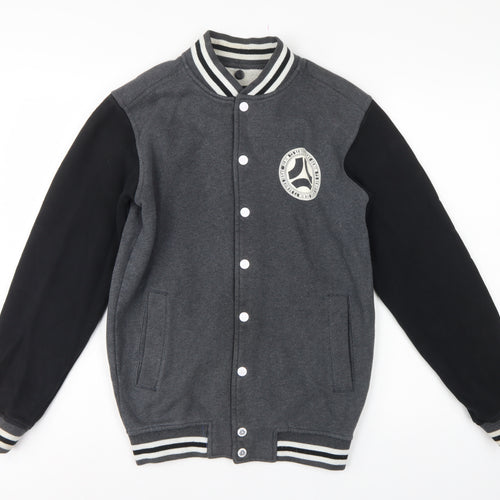 dB Denim 73 Men’s Grey Black XS Varsity Snap Sweatshirt Jacket