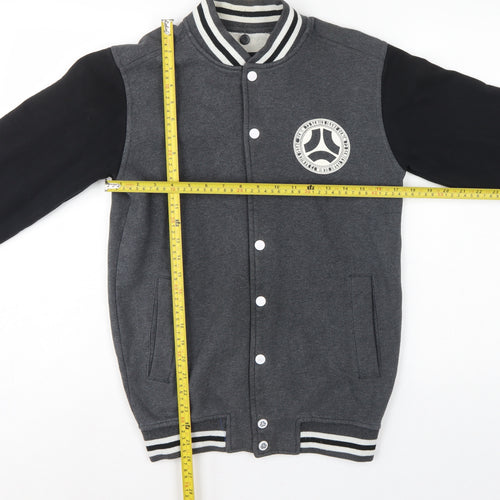 dB Denim 73 Men’s Grey Black XS Varsity Snap Sweatshirt Jacket
