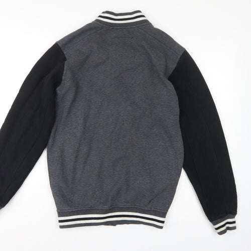 dB Denim 73 Men’s Grey Black XS Varsity Snap Sweatshirt Jacket