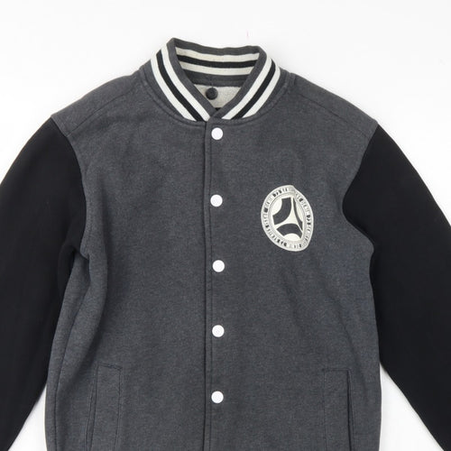 dB Denim 73 Men’s Grey Black XS Varsity Snap Sweatshirt Jacket