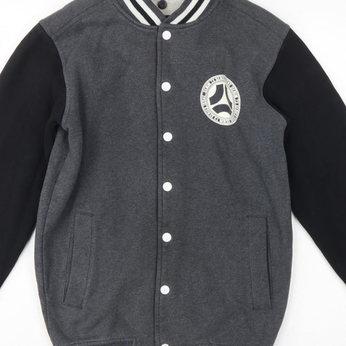 dB Denim 73 Men’s Grey Black XS Varsity Snap Sweatshirt Jacket