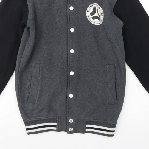 dB Denim 73 Men’s Grey Black XS Varsity Snap Sweatshirt Jacket