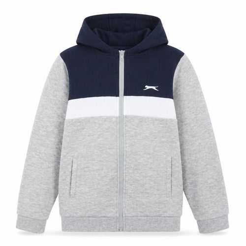 Slazenger Boys Grey Navy Colourblock Full Zip Hoodie Age 13 Years
