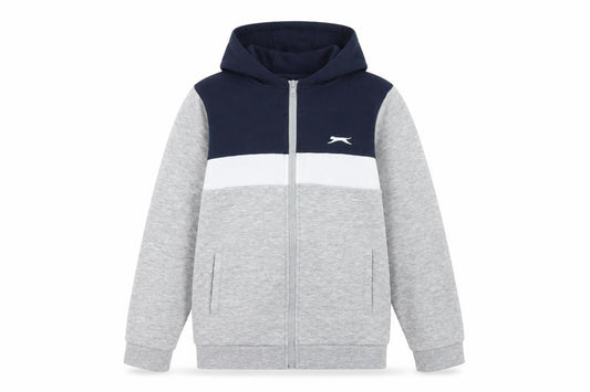 Slazenger Boys Grey Navy Colourblock Full Zip Hoodie Age 13 Years