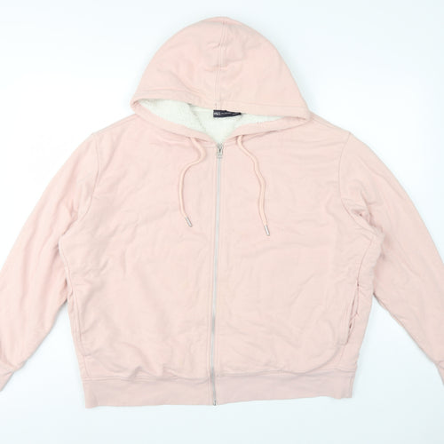 Marks and Spencer Women Pink L Full Zip Sherpa Lined Hooded Hoodie