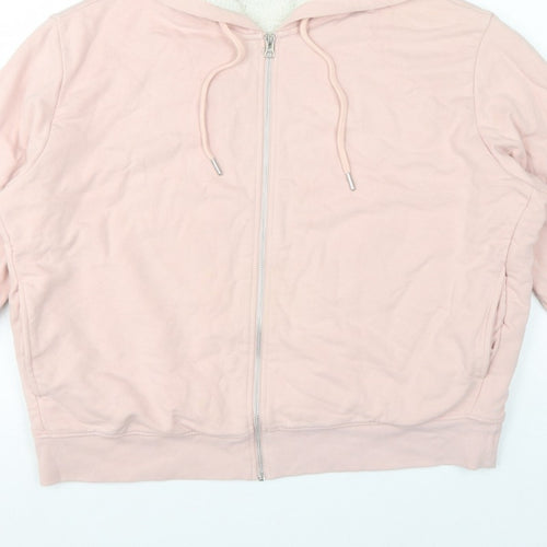 Marks and Spencer Women Pink L Full Zip Sherpa Lined Hooded Hoodie