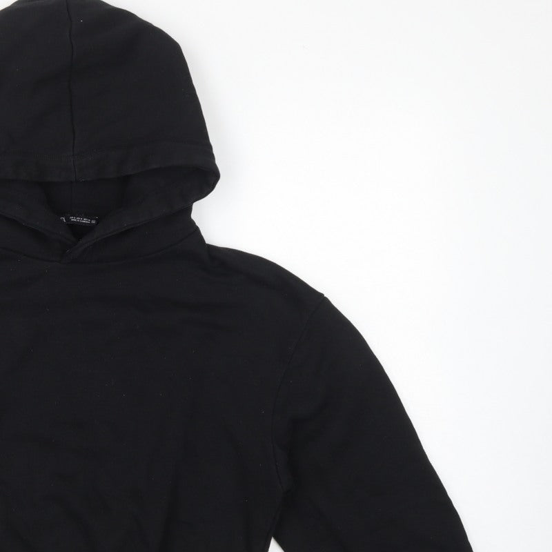 Additional view of Zara Women Black S Cropped Pullover Hooded Sweatshirt