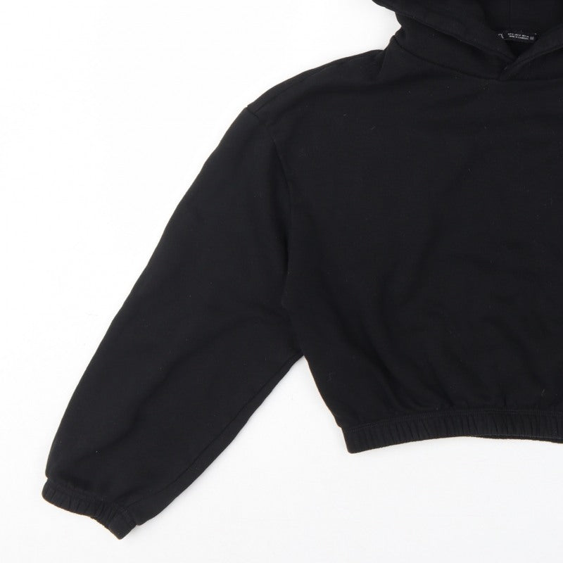 Additional view of Zara Women Black S Cropped Pullover Hooded Sweatshirt