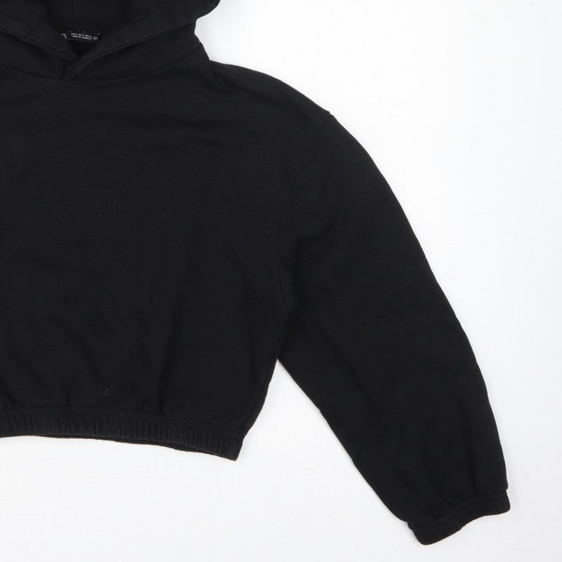 Additional view of Zara Women Black S Cropped Pullover Hooded Sweatshirt