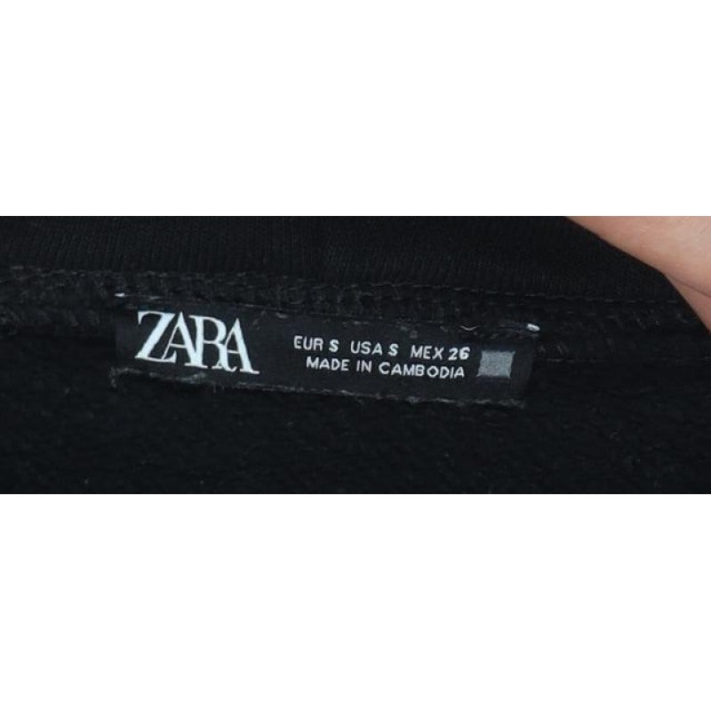 Additional view of Zara Women Black S Cropped Pullover Hooded Sweatshirt