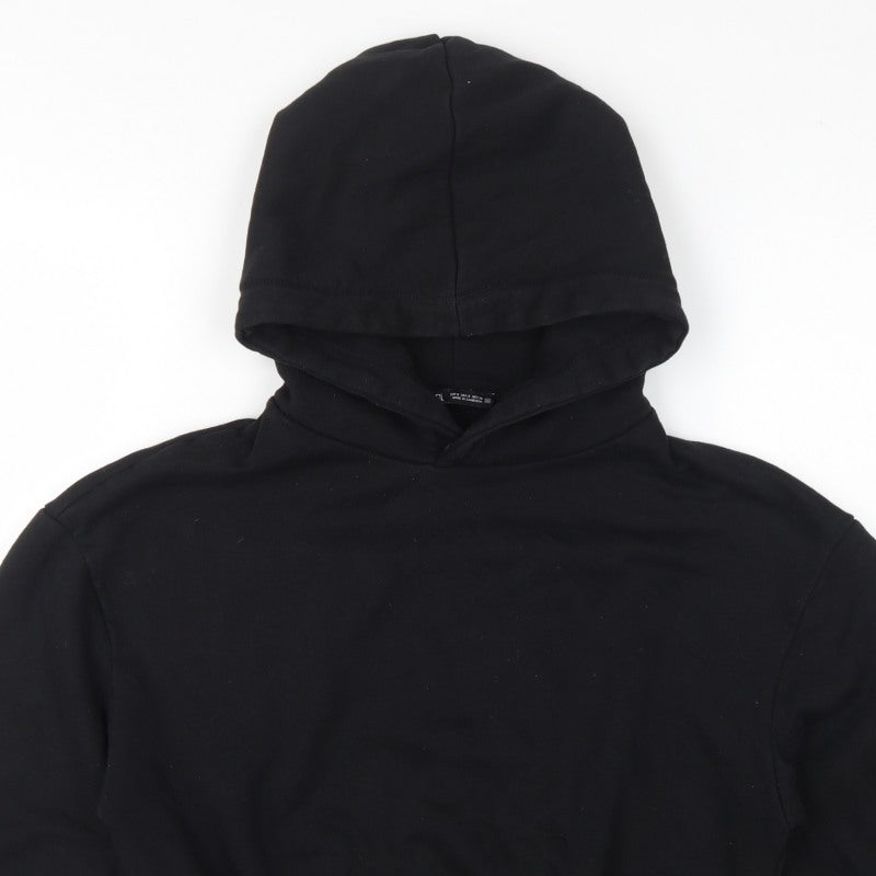 Additional view of Zara Women Black S Cropped Pullover Hooded Sweatshirt