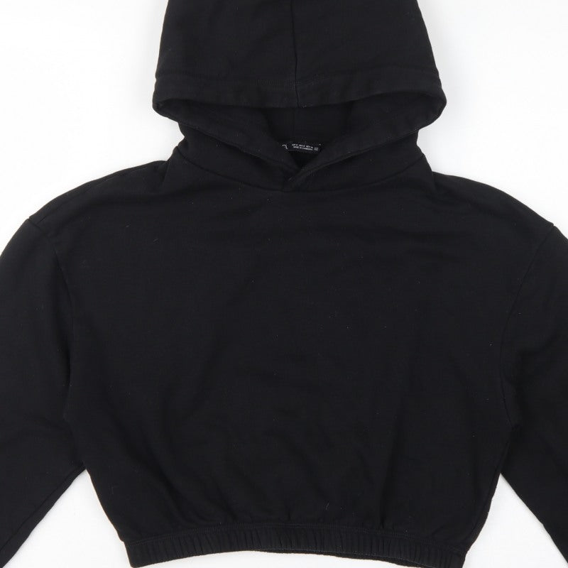 Additional view of Zara Women Black S Cropped Pullover Hooded Sweatshirt