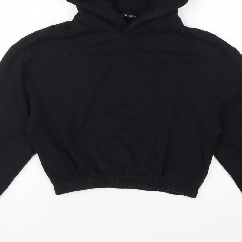 Additional view of Zara Women Black S Cropped Pullover Hooded Sweatshirt