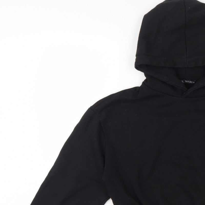 Additional view of Zara Women Black S Cropped Pullover Hooded Sweatshirt