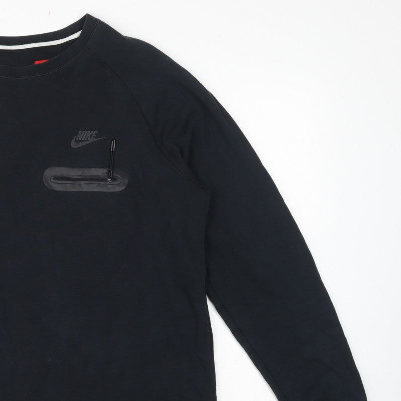 Nike Men’s Black L Crew Neck Pullover Sweatshirt Logo Zip Pocket