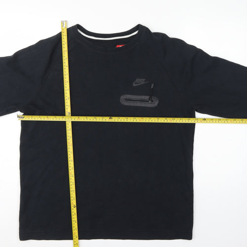 Nike Men’s Black L Crew Neck Pullover Sweatshirt Logo Zip Pocket