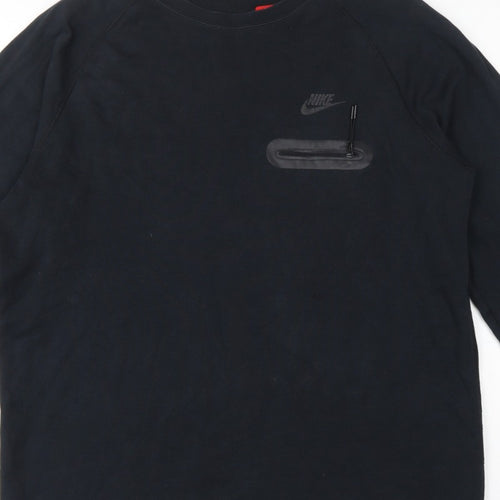 Nike Men’s Black L Crew Neck Pullover Sweatshirt Logo Zip Pocket