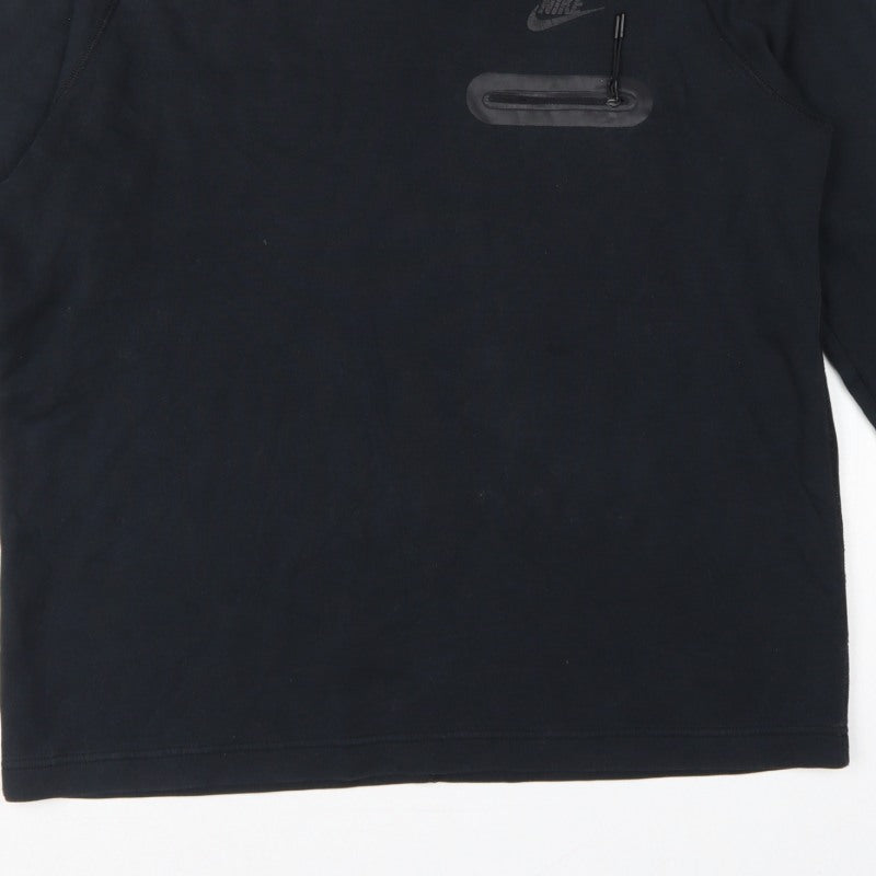 Nike Men’s Black L Crew Neck Pullover Sweatshirt Logo Zip Pocket