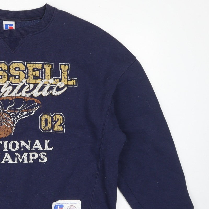 Russell Athletic Unisex Adults Blue M Pullover Basketball Graphic Sweatshirt