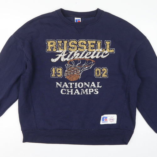 Russell Athletic Unisex Adults Blue M Pullover Basketball Graphic Sweatshirt