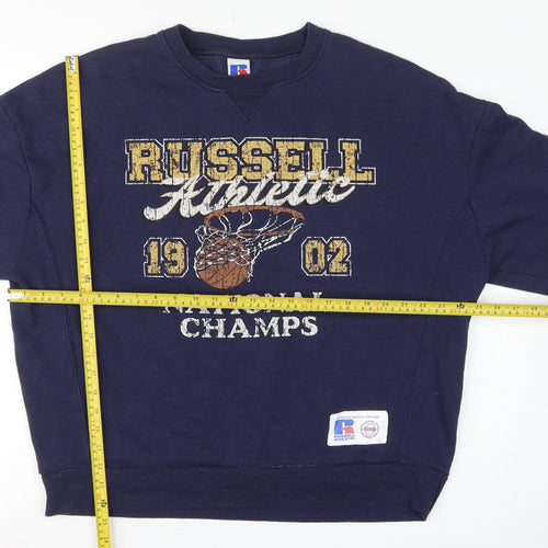 Russell Athletic Unisex Adults Blue M Pullover Basketball Graphic Sweatshirt