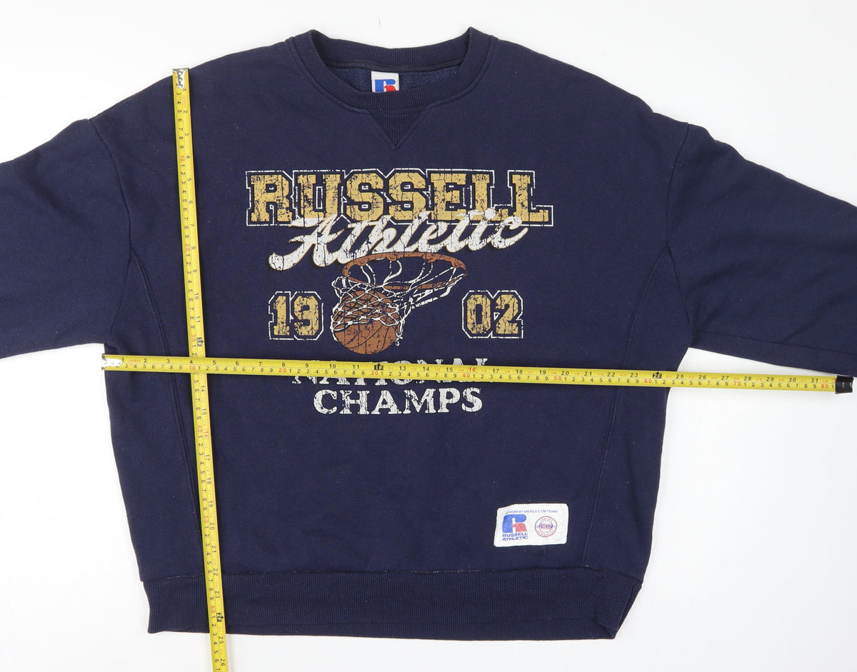Russell Athletic Unisex Adults Blue M Pullover Basketball Graphic Sweatshirt
