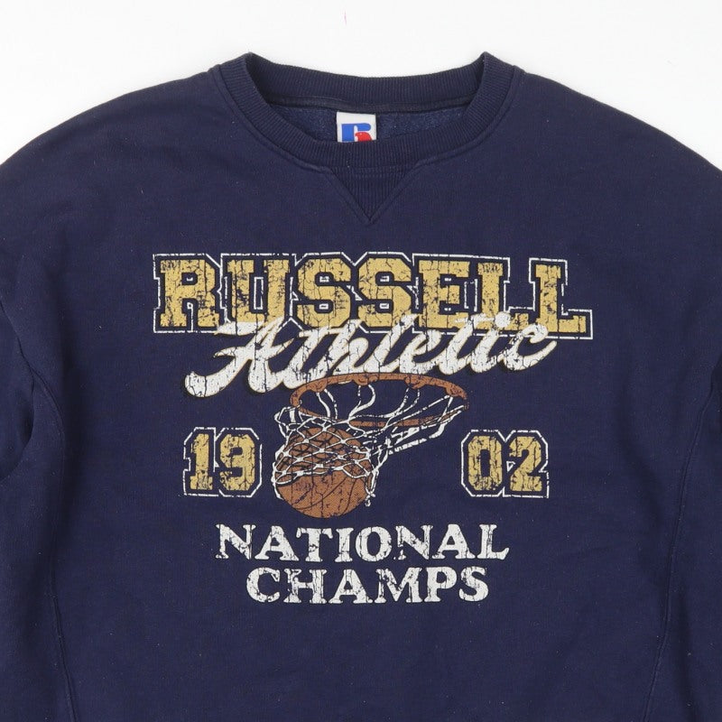 Russell Athletic Unisex Adults Blue M Pullover Basketball Graphic Sweatshirt