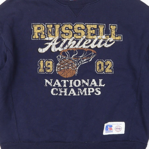 Russell Athletic Unisex Adults Blue M Pullover Basketball Graphic Sweatshirt