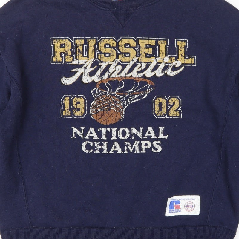 Russell Athletic Unisex Adults Blue M Pullover Basketball Graphic Sweatshirt