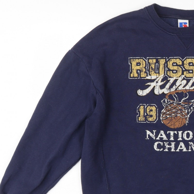 Russell Athletic Unisex Adults Blue M Pullover Basketball Graphic Sweatshirt