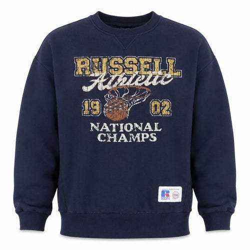 Russell Athletic Unisex Adults Blue M Pullover Basketball Graphic Sweatshirt
