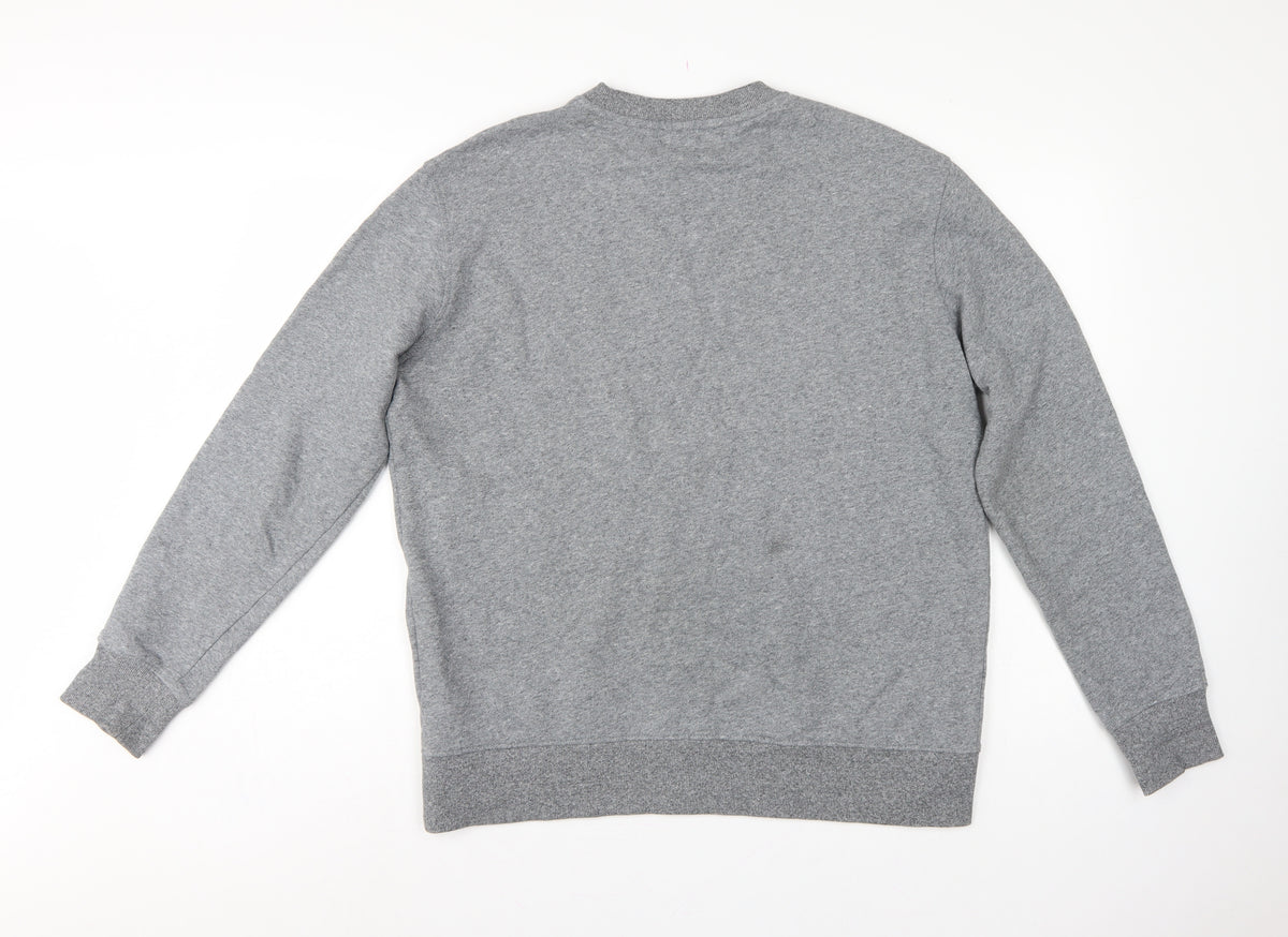 Marks and Spencer Men Grey L Crew Neck Pullover Sweatshirt Cotton