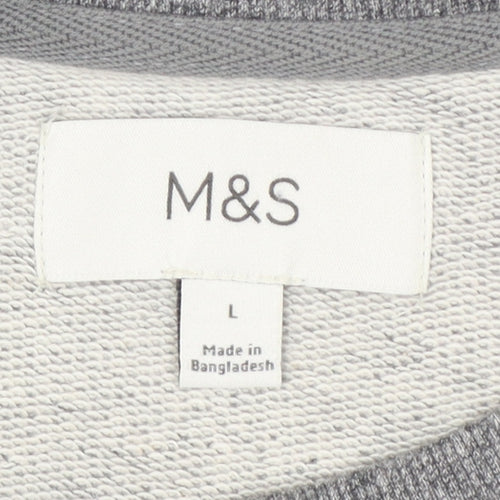 Marks and Spencer Men Grey L Crew Neck Pullover Sweatshirt Cotton