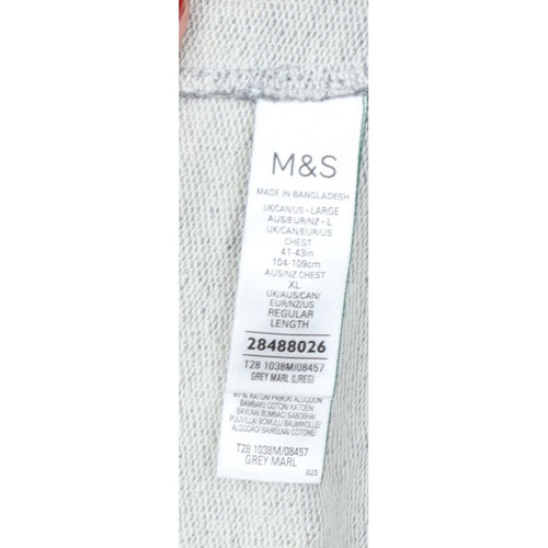 Marks and Spencer Men Grey L Crew Neck Pullover Sweatshirt Cotton
