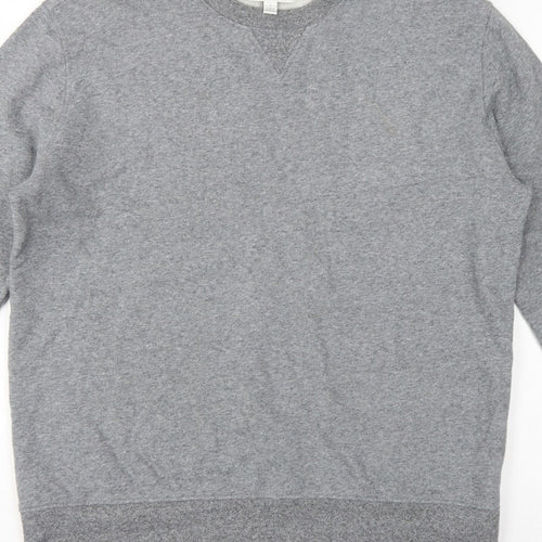 Marks and Spencer Men Grey L Crew Neck Pullover Sweatshirt Cotton