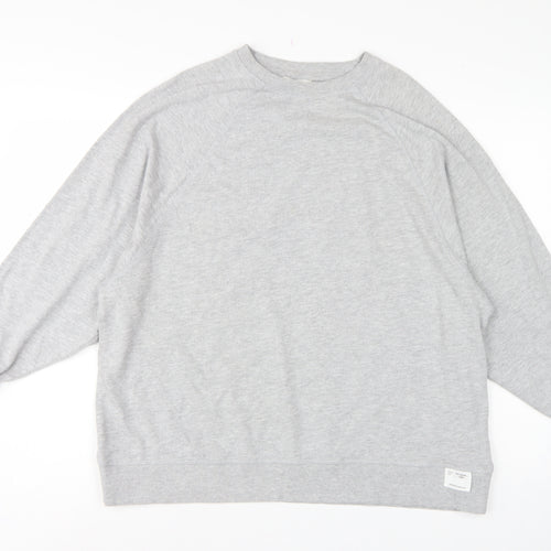 Zara Women Grey L Pullover Crew Neck Raglan Sleeve Sweatshirt