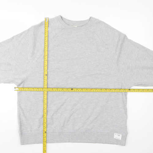 Zara Women Grey L Pullover Crew Neck Raglan Sleeve Sweatshirt