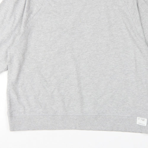 Zara Women Grey L Pullover Crew Neck Raglan Sleeve Sweatshirt