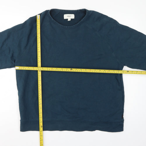 Marks and Spencer Men’s Blue XL Crew Neck Pullover Cotton Sweatshirt
