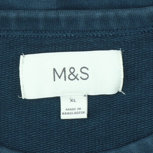 Marks and Spencer Men’s Blue XL Crew Neck Pullover Cotton Sweatshirt