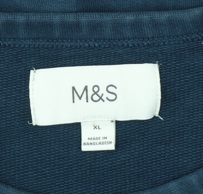 Marks and Spencer Men’s Blue XL Crew Neck Pullover Cotton Sweatshirt